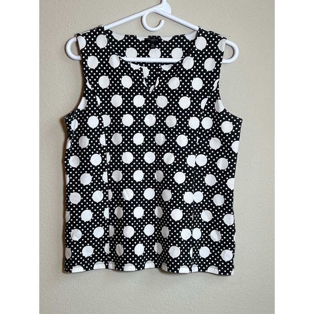 Talbots Black & White Polka Dot Sleeveless Top - Women's Petite Medium